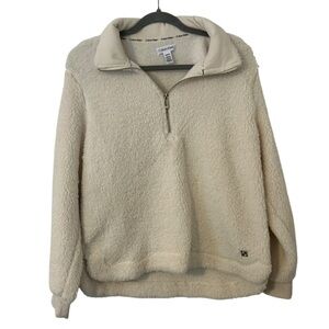 Cream White Sherpa MK Michael Kors Designer Jacket Quarter Zip Women’s Medium!